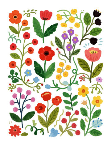 植物花朵水彩插画