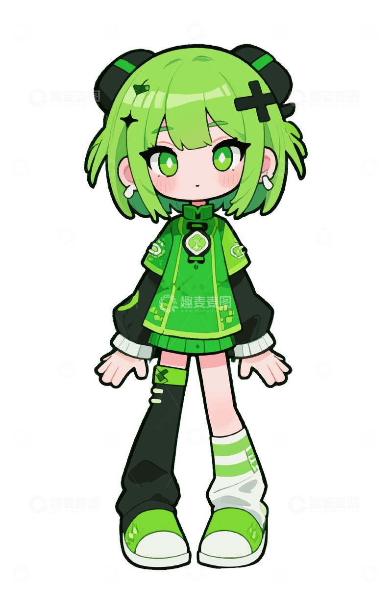 源文件下载【趣麦麦图】二次元女孩卡通人