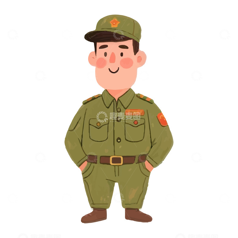 源文件下载【趣麦麦图】卡通军人人物