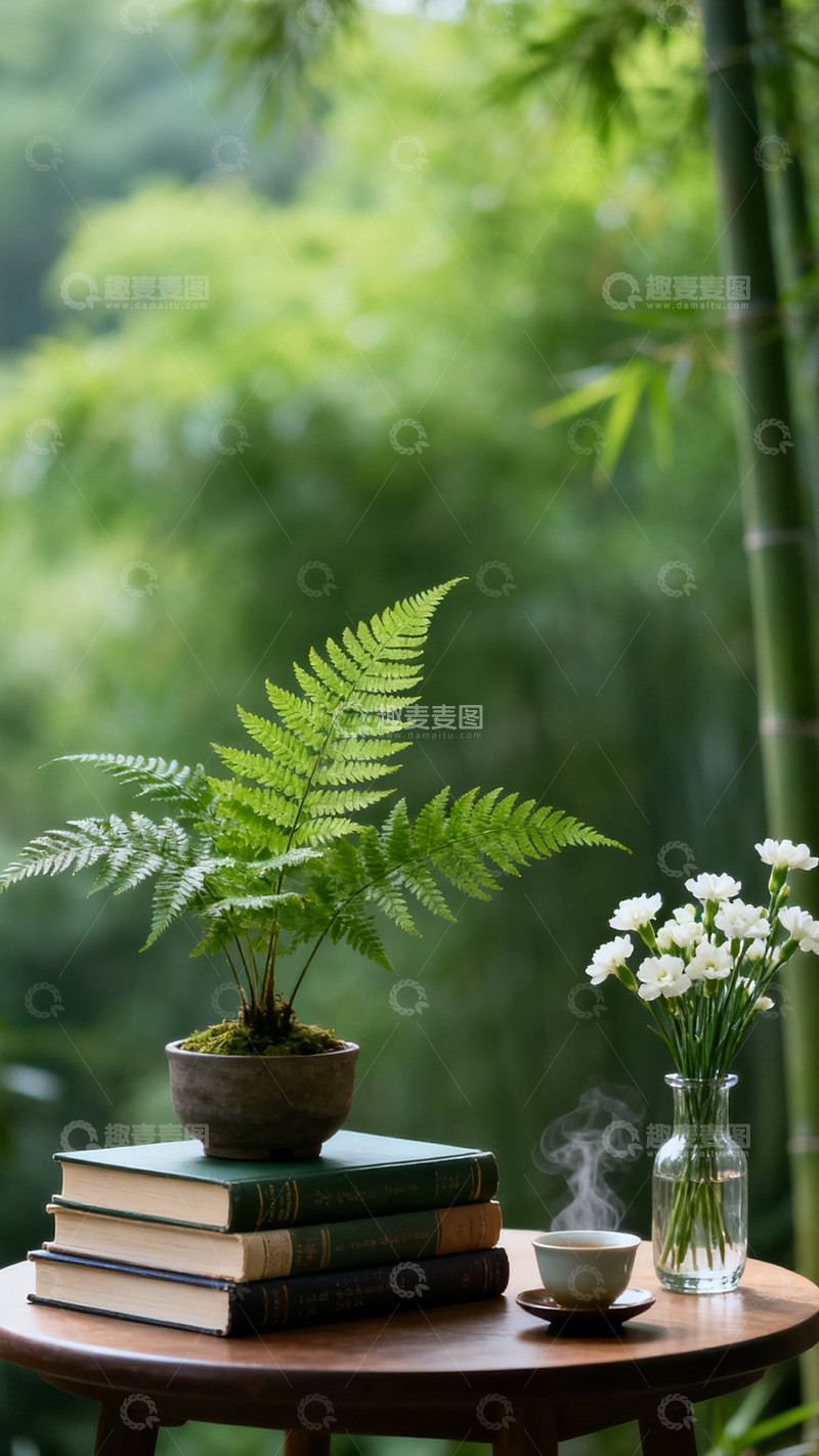 高清大图下载【趣麦麦图】竹林下的文竹
