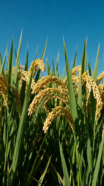 蓝天下的水稻熟了