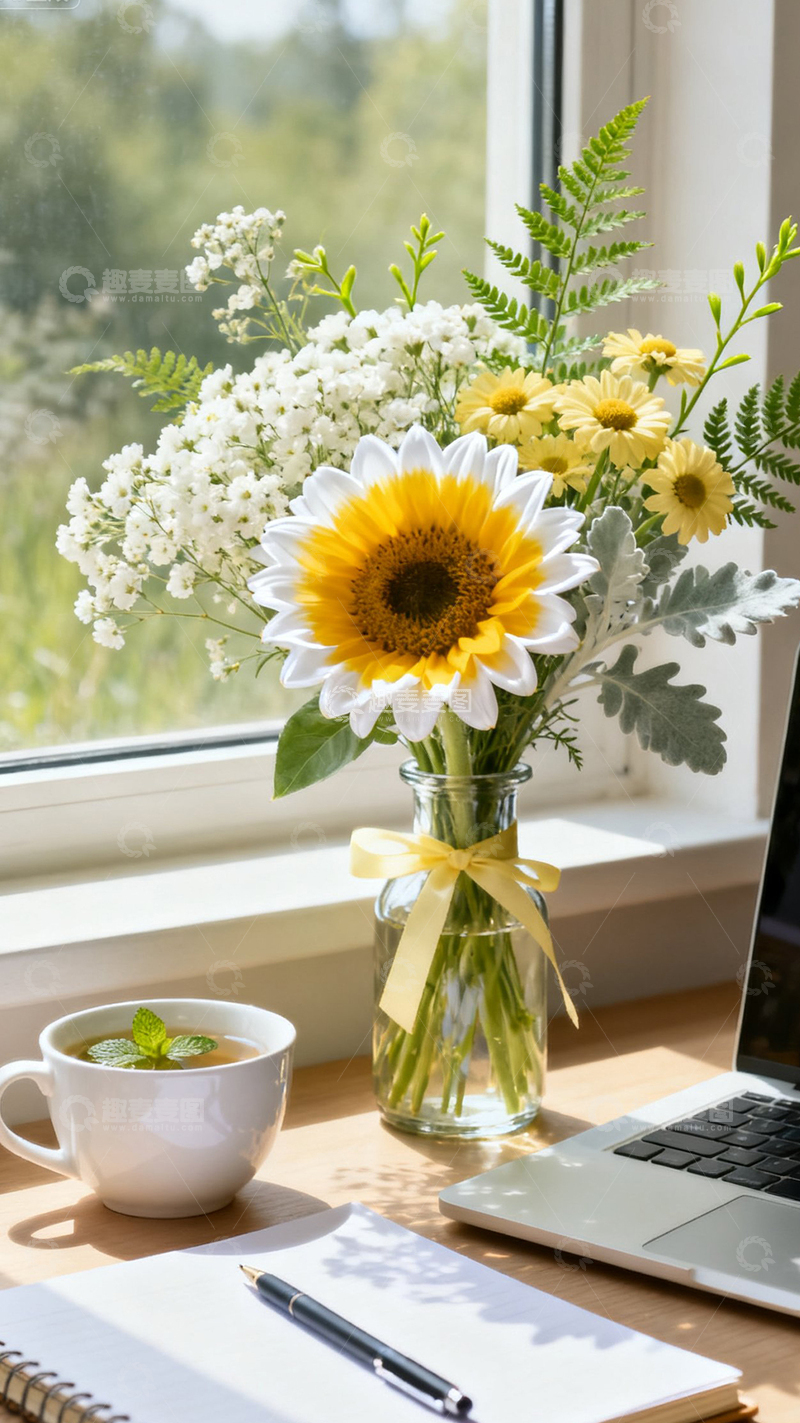 高清大图下载【趣麦麦图】花瓶里清新的花朵