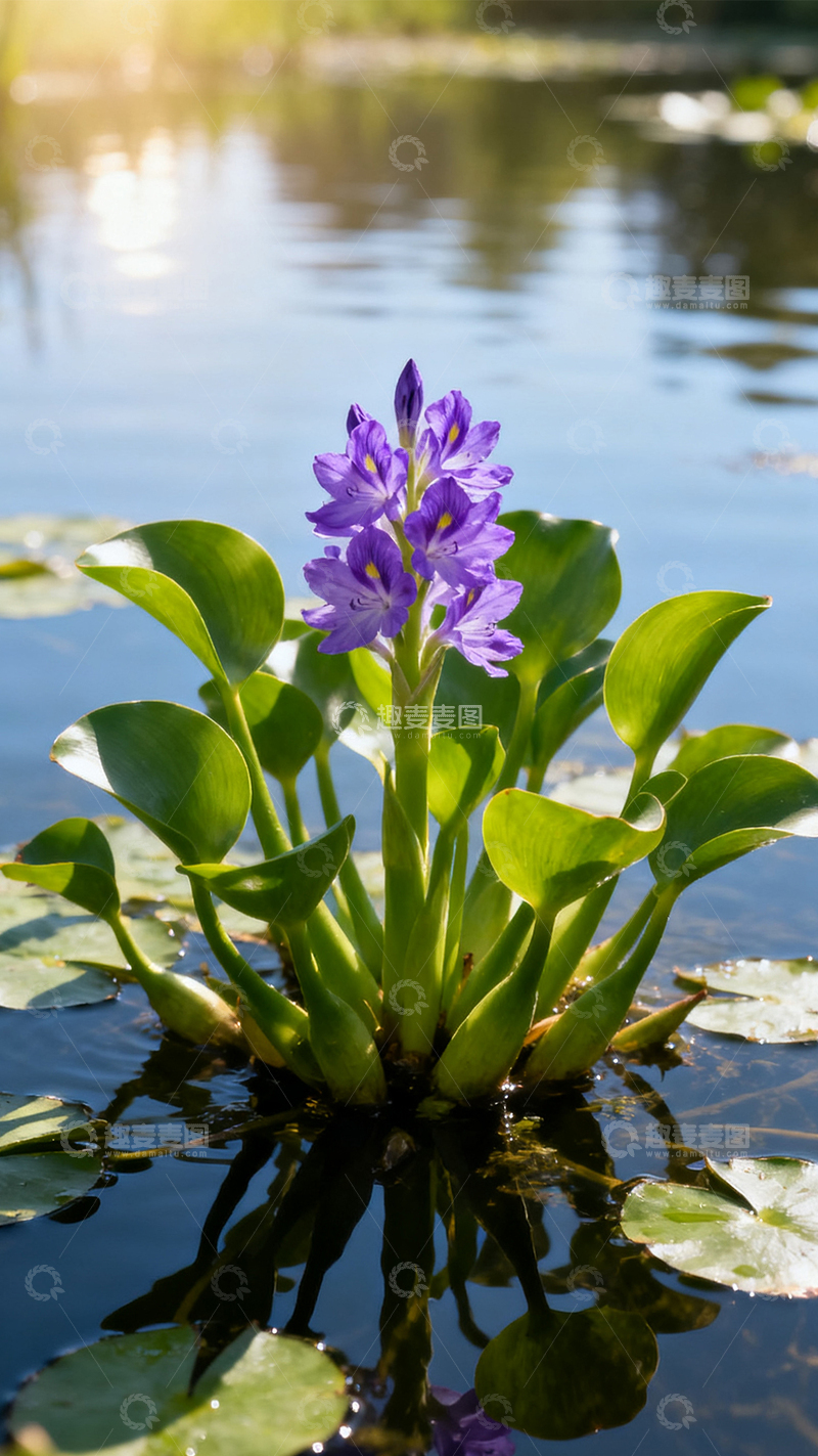高清大图下载【趣麦麦图】紫色清新的水浮莲