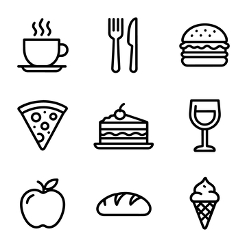 食物UI黑白图标