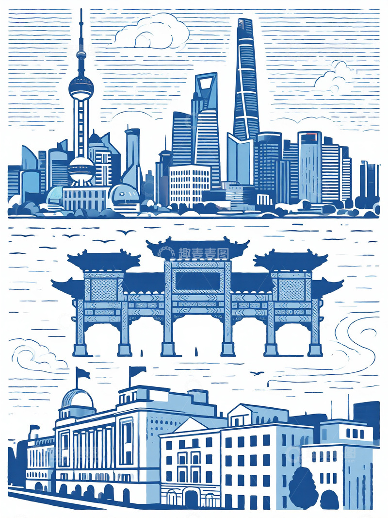 高清大图下载【趣麦麦图】蓝调上海地标建筑组图