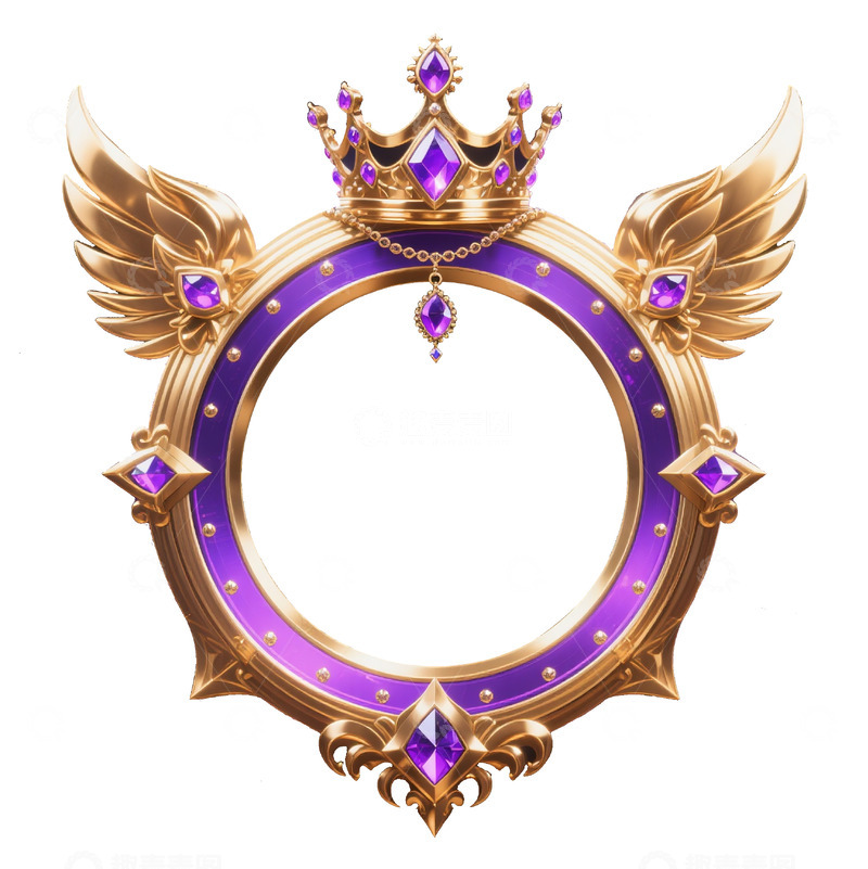 高清大图下载【趣麦麦图】紫钻金冠配羽翼的圆框架