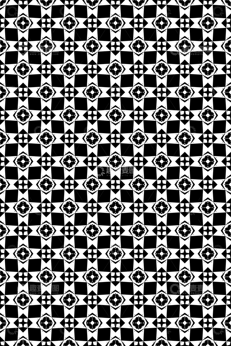 源文件下载【趣麦麦图】黑白几何花纹无缝图案设计