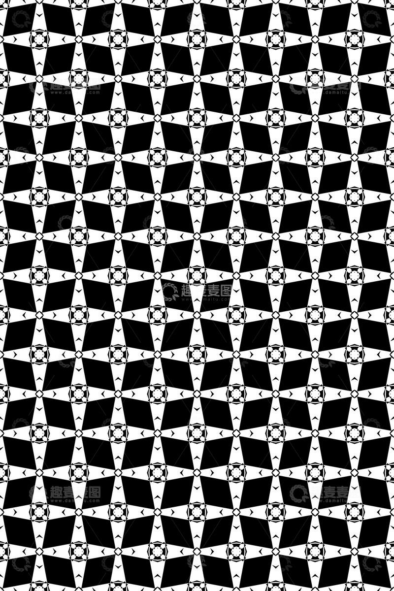 源文件下载【趣麦麦图】黑白几何花纹无缝图案设计