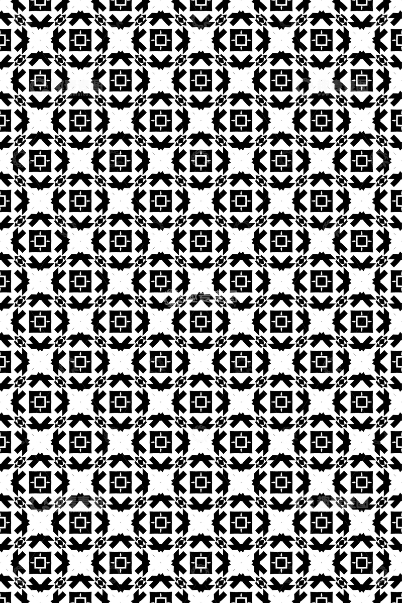 源文件下载【趣麦麦图】黑白几何花纹无缝图案设计