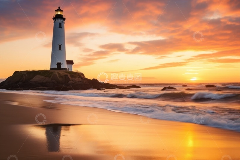 高清大图下载【趣麦麦图】海边的灯塔建筑风景