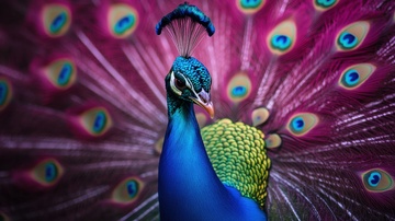 开屏的孔雀动物