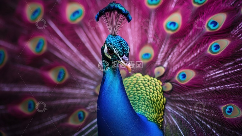 高清大图下载【趣麦麦图】开屏的孔雀动物