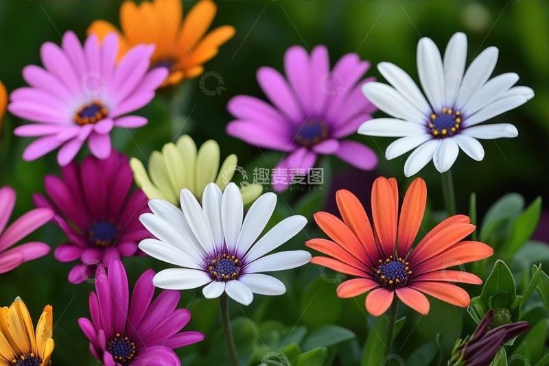 高清大图下载【趣麦麦图】草地上盛开五颜六色的花朵