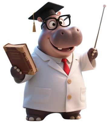 卡通河马博士科学家