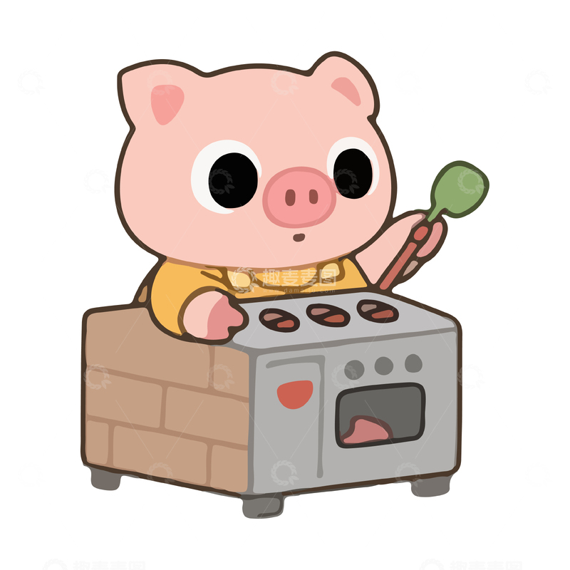 源文件下载【趣麦麦图】-学习烹饪的猪
