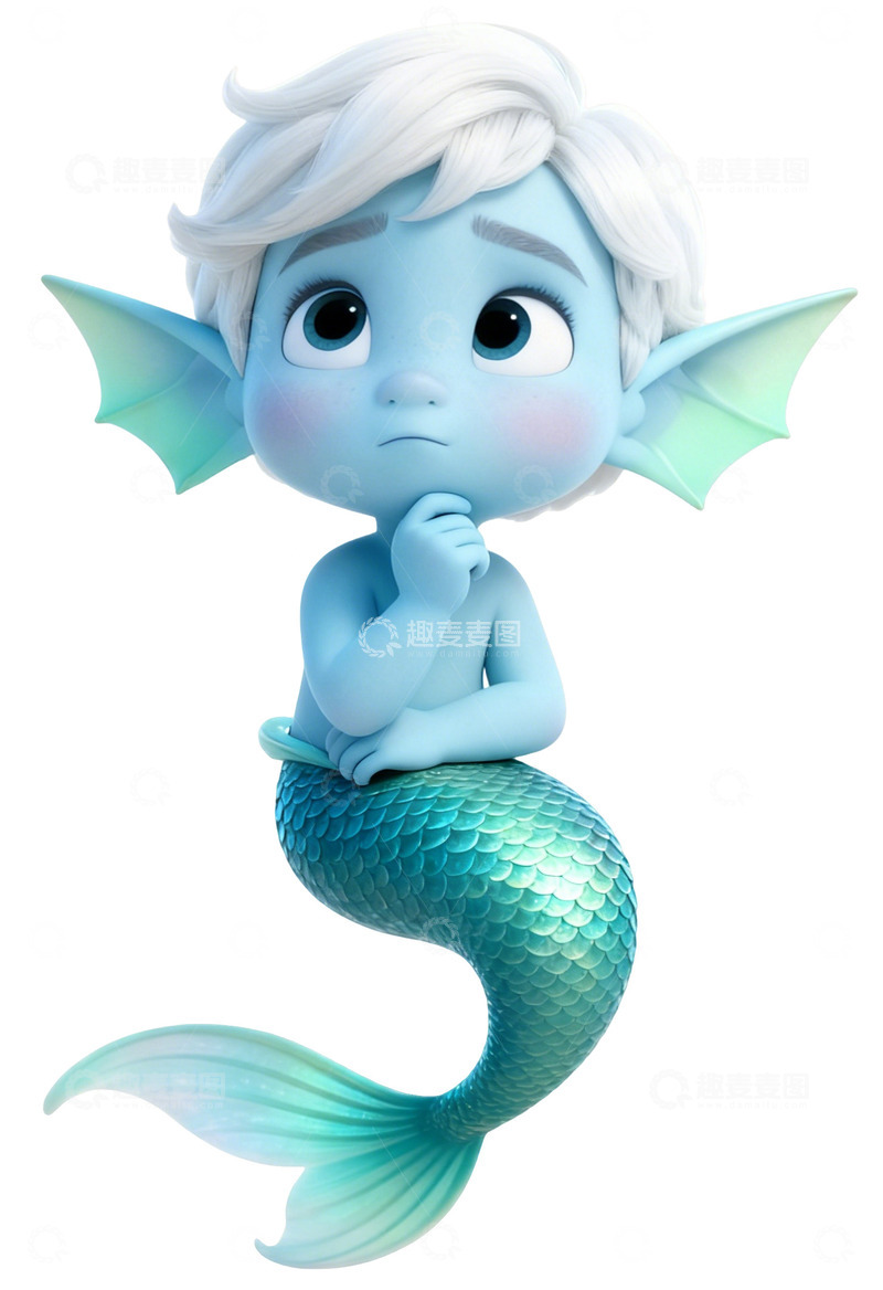 高清大图下载【趣麦麦图】卡通可爱美人鱼美男鱼