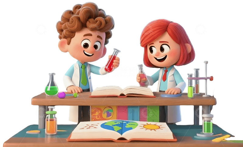 高清大图下载【趣麦麦图】卡通科学小实验