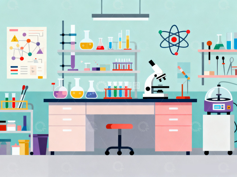 高清大图下载【趣麦麦图】卡通实验室场景图