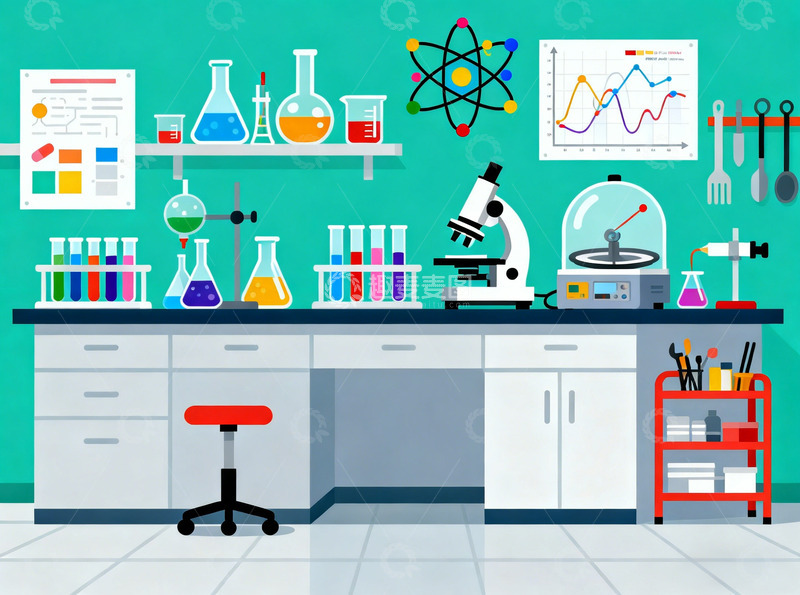 高清大图下载【趣麦麦图】-卡通科学实验室背景