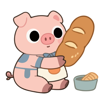 抱着面包的猪1