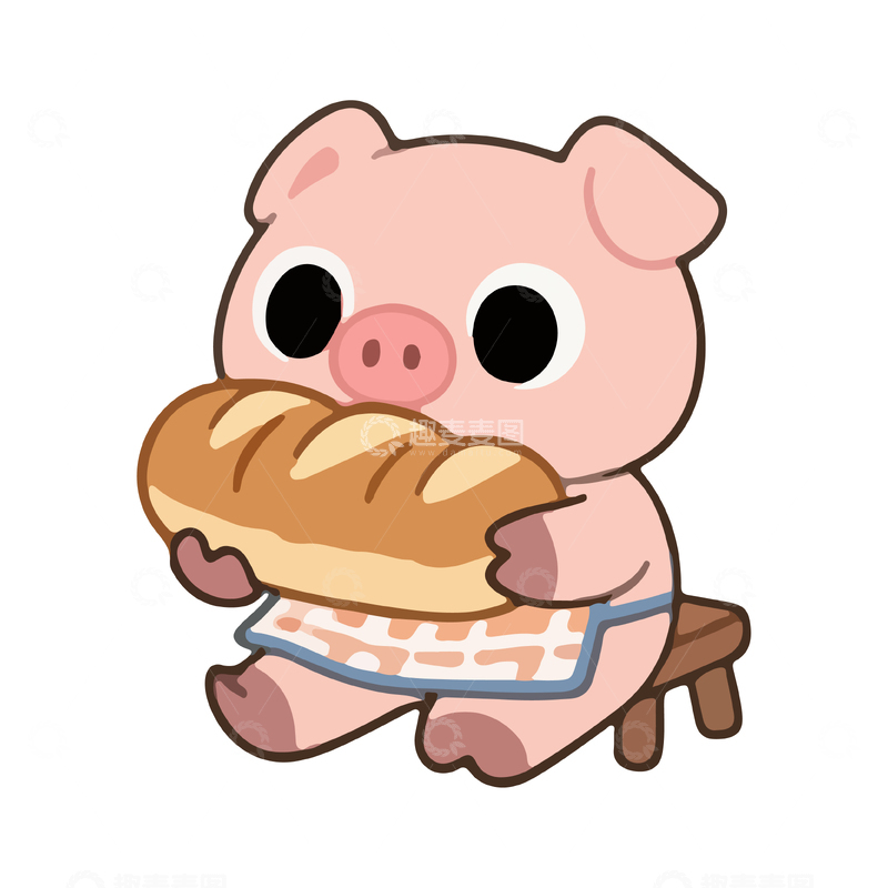 源文件下载【趣麦麦图】-抱着面包的猪2