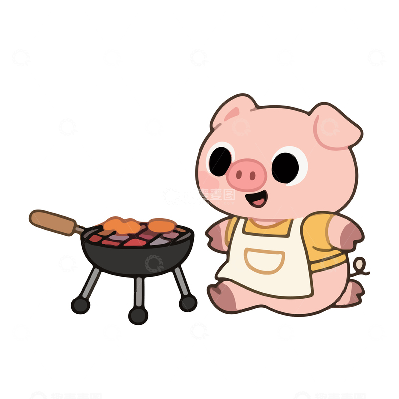 源文件下载【趣麦麦图】做美食的小猪