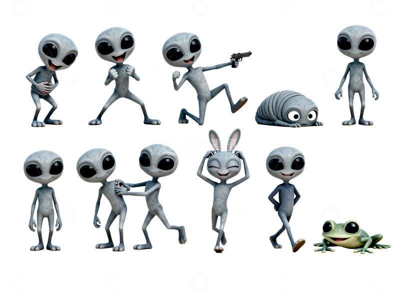 高清大图下载【趣麦麦图】外星人动作素材