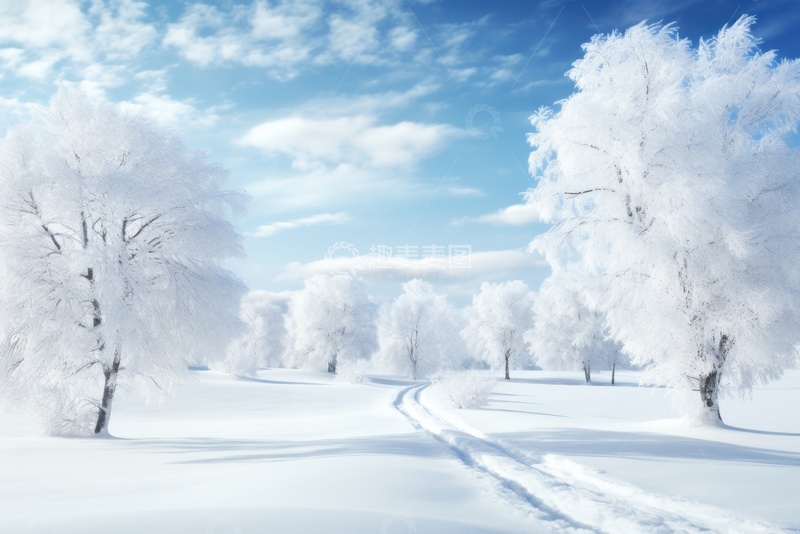 高清大图下载【趣麦麦图】冬季雪景树木自然美景