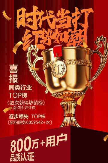 喜报喜悦榜单红色活动海报