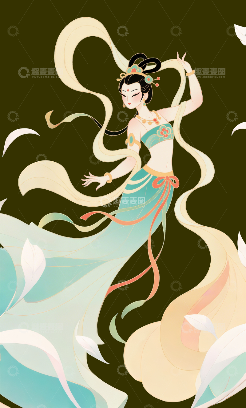 源文件下载【趣麦麦图】-扁平中国风嫦娥2