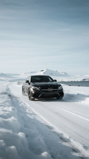 高级大气雪地汽车冰川简约冬季背景图