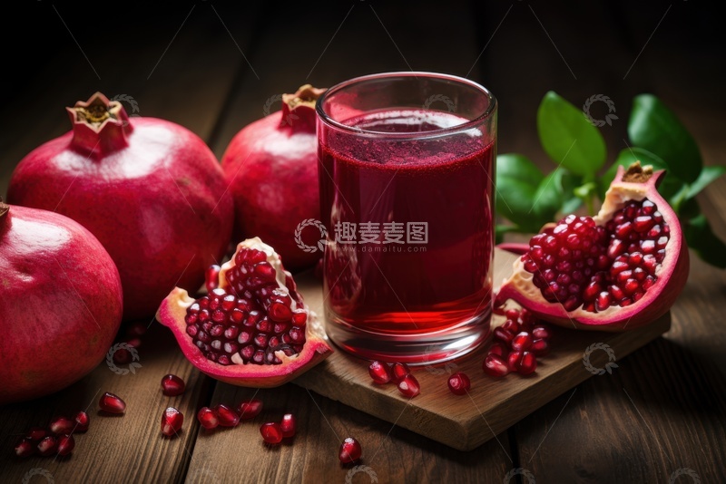 高清大图下载【趣麦麦图】放在桌面上的鲜榨石榴汁饮品