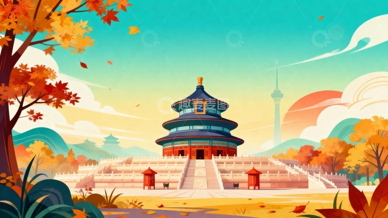 高清大图下载【趣麦麦图】北京的秋天国庆节背景8