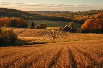 秋季丰收的田地风景