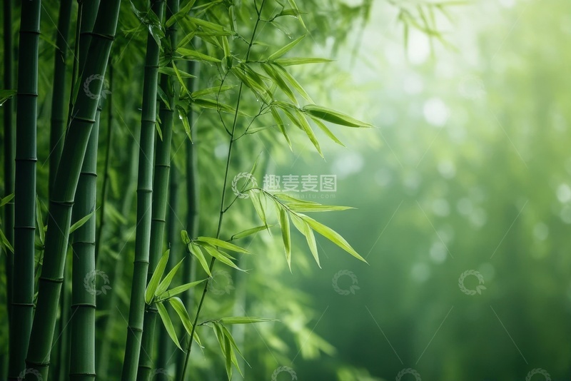 高清大图下载【趣麦麦图】翠绿色的竹林自然景色