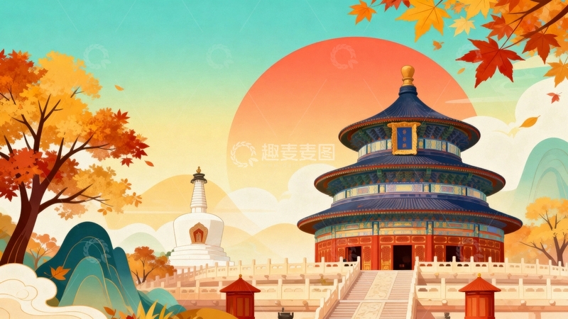 高清大图下载【趣麦麦图】北京的秋天国庆节背景6