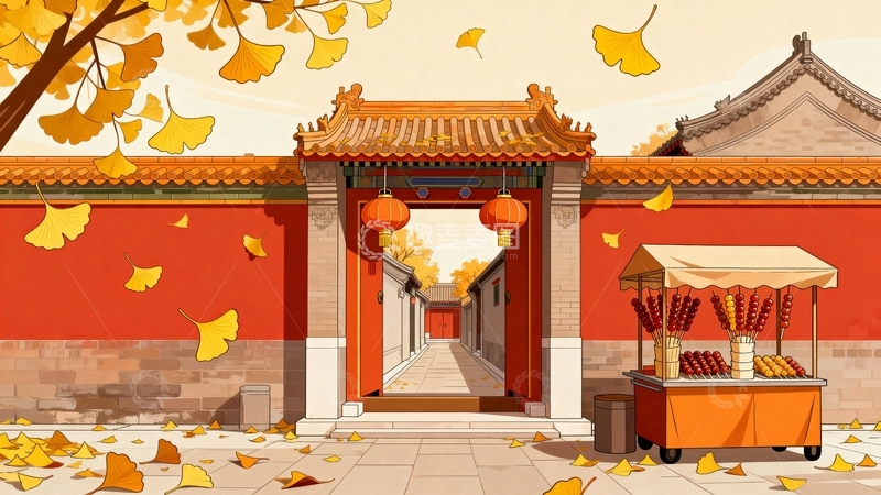 高清大图下载【趣麦麦图】北京秋天胡同的糖葫芦116