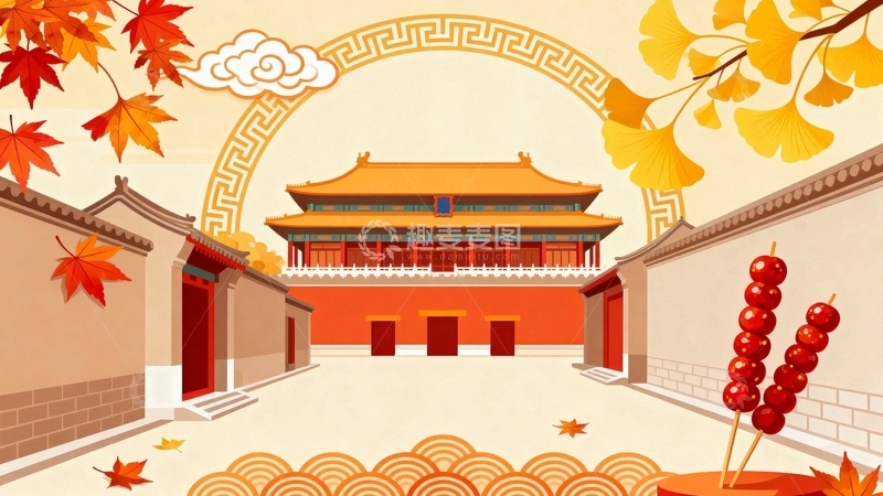 高清大图下载【趣麦麦图】北京胡同的秋天背景014