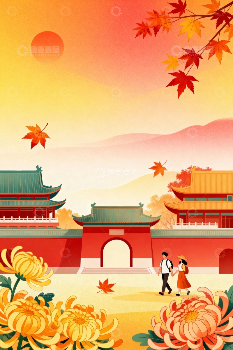 高清大图下载【趣麦麦图】北京的秋天国庆节背景5