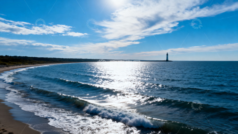 高清大图下载【趣麦麦图】蓝天海岸线波浪4