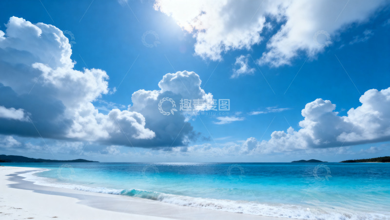 高清大图下载【趣麦麦图】蓝天海岸线波浪2