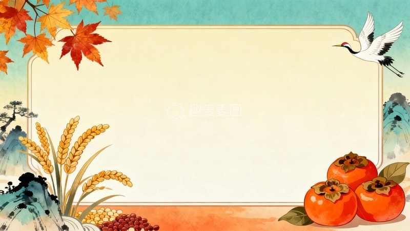 高清大图下载【趣麦麦图】秋天中国风边框背景17