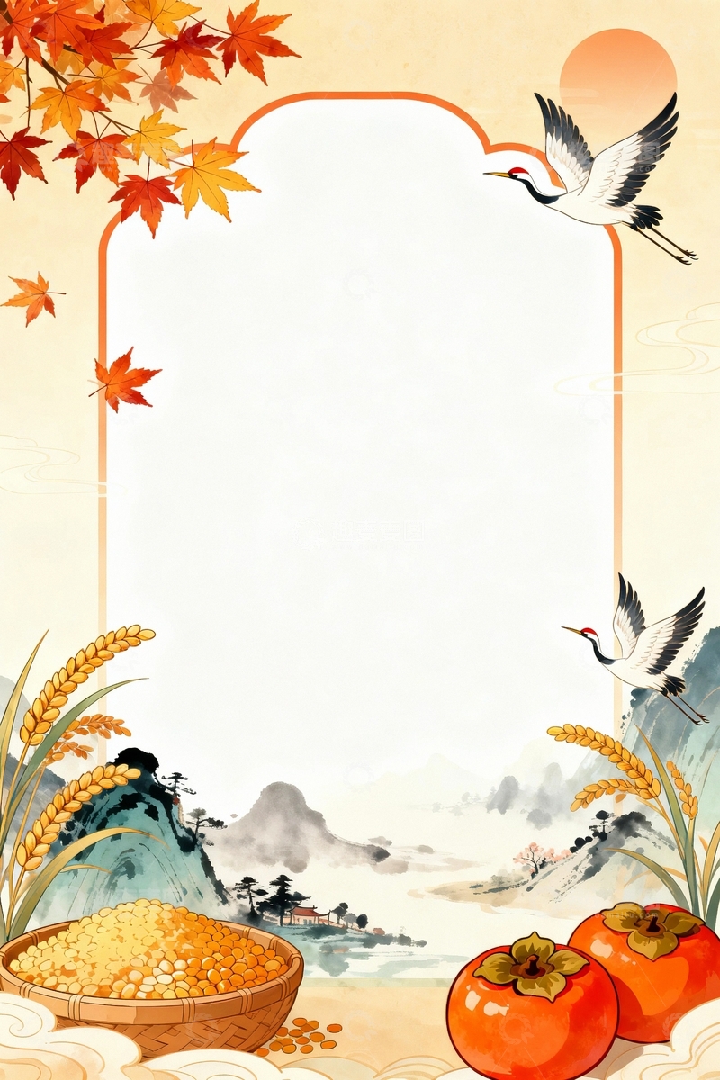 高清大图下载【趣麦麦图】秋天中国风边框背景8
