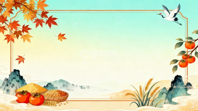 高清大图下载【趣麦麦图】秋天丰收果实边框背景014