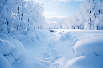 冬季积雪覆盖的森林