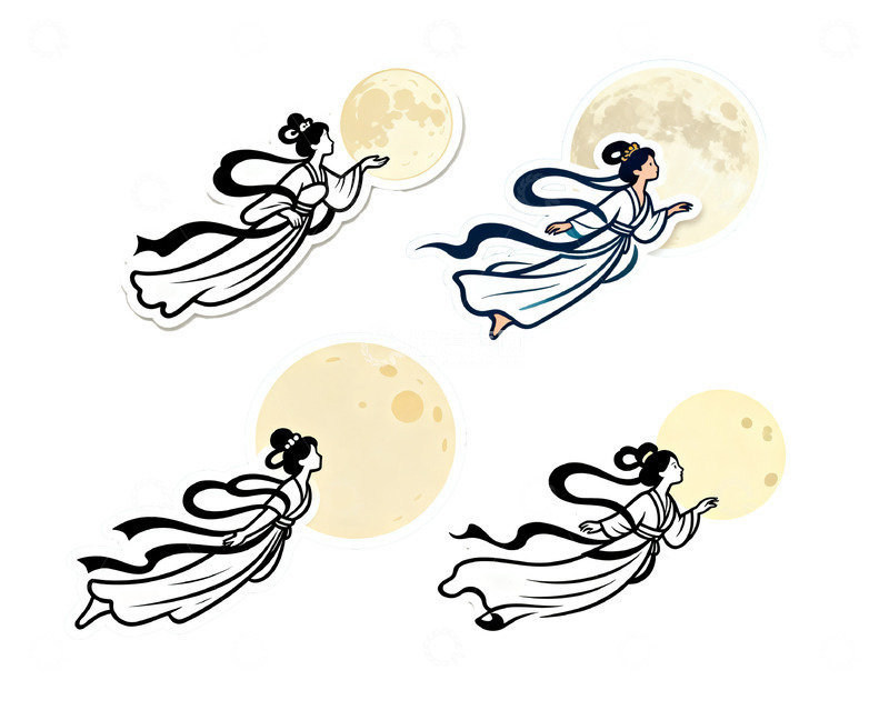 高清大图下载【趣麦麦图】嫦娥奔月插画2