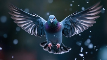 天空中飞行的一只灰鸽子