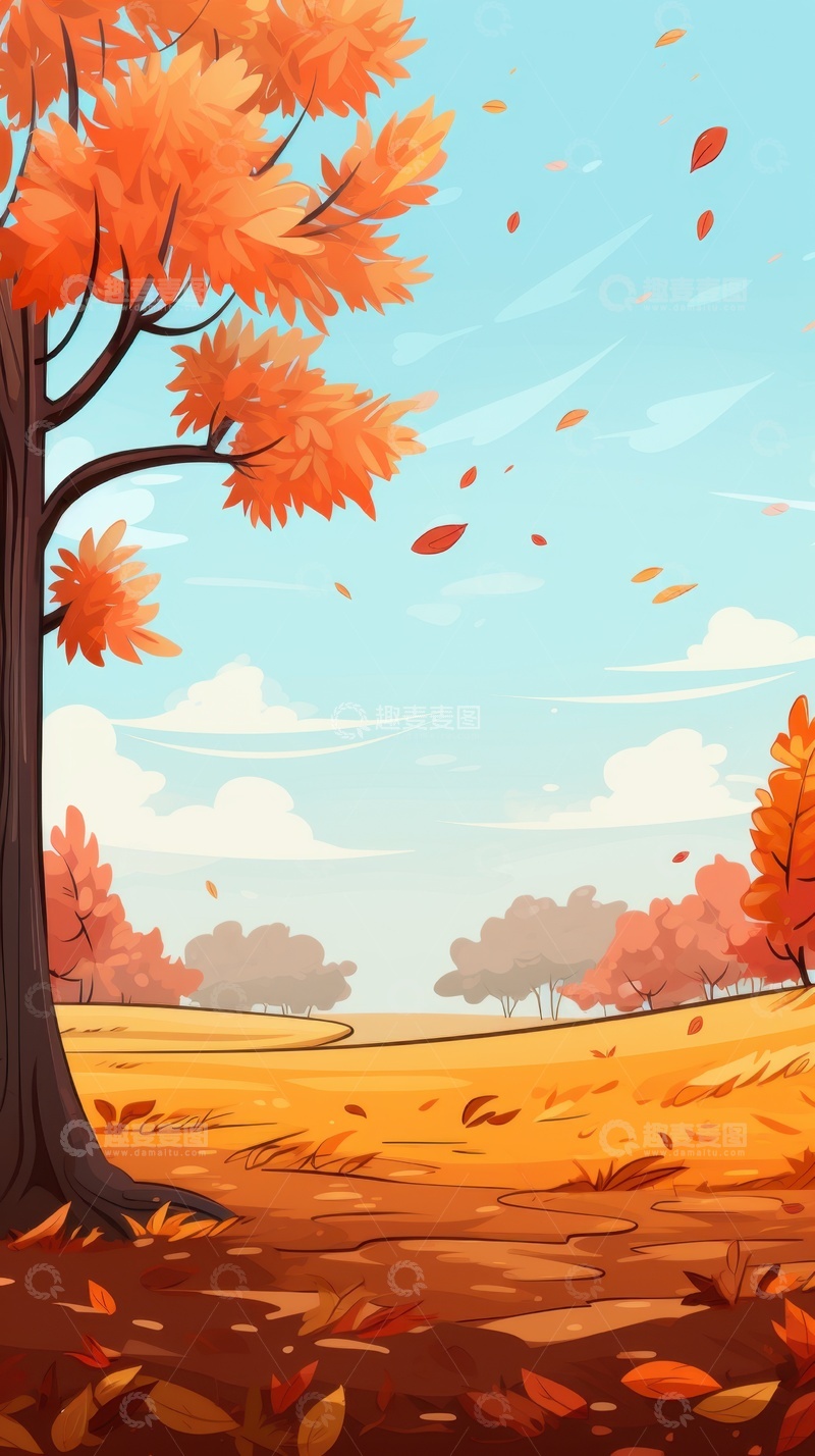 高清大图下载【趣麦麦图】秋季红色的枫树背景