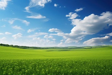 大草原草地蓝天白云