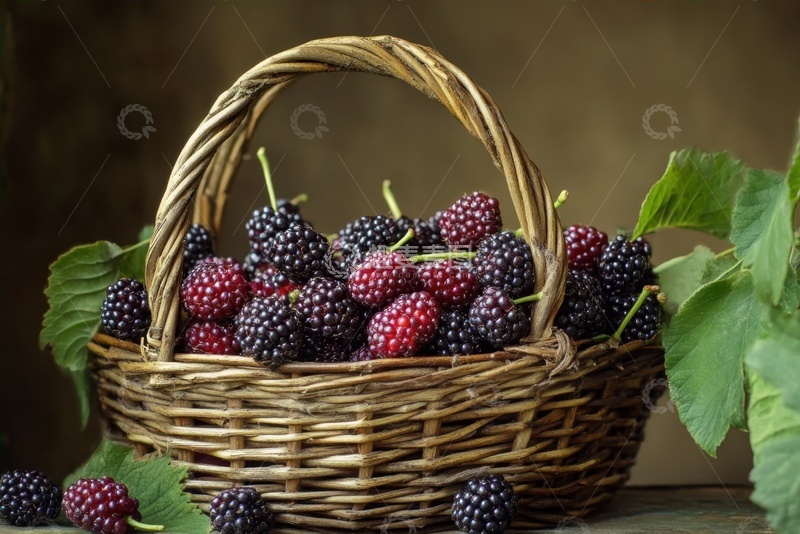 高清大图下载【趣麦麦图】一篮子新鲜的桑葚